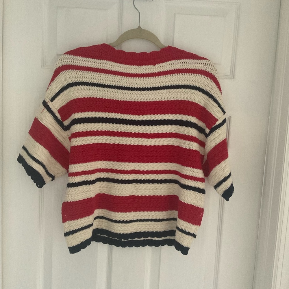 NWT Universal Thread Red/Navy Striped Crewneck Knit Pullover Sweater Size Large - Picture 5 of 7